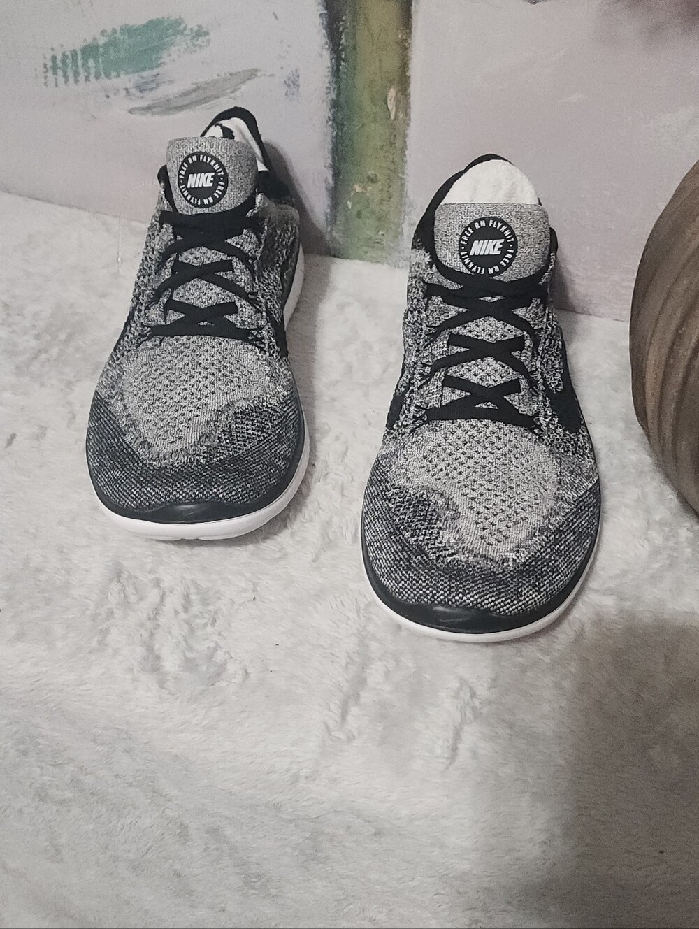 Nike Women's Black and White Knit Running Sneakers